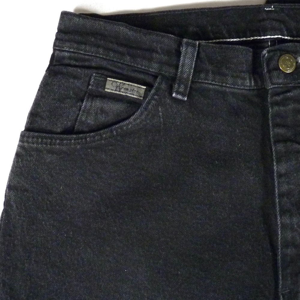 Vintage Genuine Wrangler Women's 12 x L34 Black Stretch Denim Straight Leg Jeans